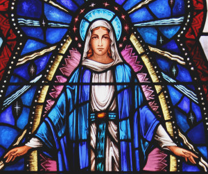Stained glass window of the Assumption of Mary, St. Mary Cathedral, Trenton.